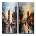thumbnail image 2 of Designart "England City Skylineengland horizon V" England Framed Wall Art Set Of 2 - Yellow Landscapes Gallery Wall Frame Set For Home Decor, 2 of 7