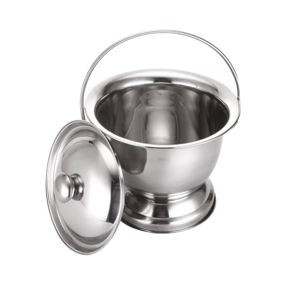 7829 Portable Stainless Steel Chamber Pot With Lid Household Potty Urinal Bucket
