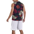 thumbnail image 5 of Rocae Roses Skulls for Men's Basketball Jersey Lightweight and Breathable Athletic Tank Top,Quick-Drying Sports Jersey 4X-Large, 5 of 9