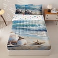thumbnail image 3 of Homewish Tropical Ocean Beach Zipper Twin Comforter Sets with Fitted Sheet and 2 Pillowcases for Boys Girls,Teens Coastal Starfish Shell Zipper Bedding Set,4-Piece, 3 of 6