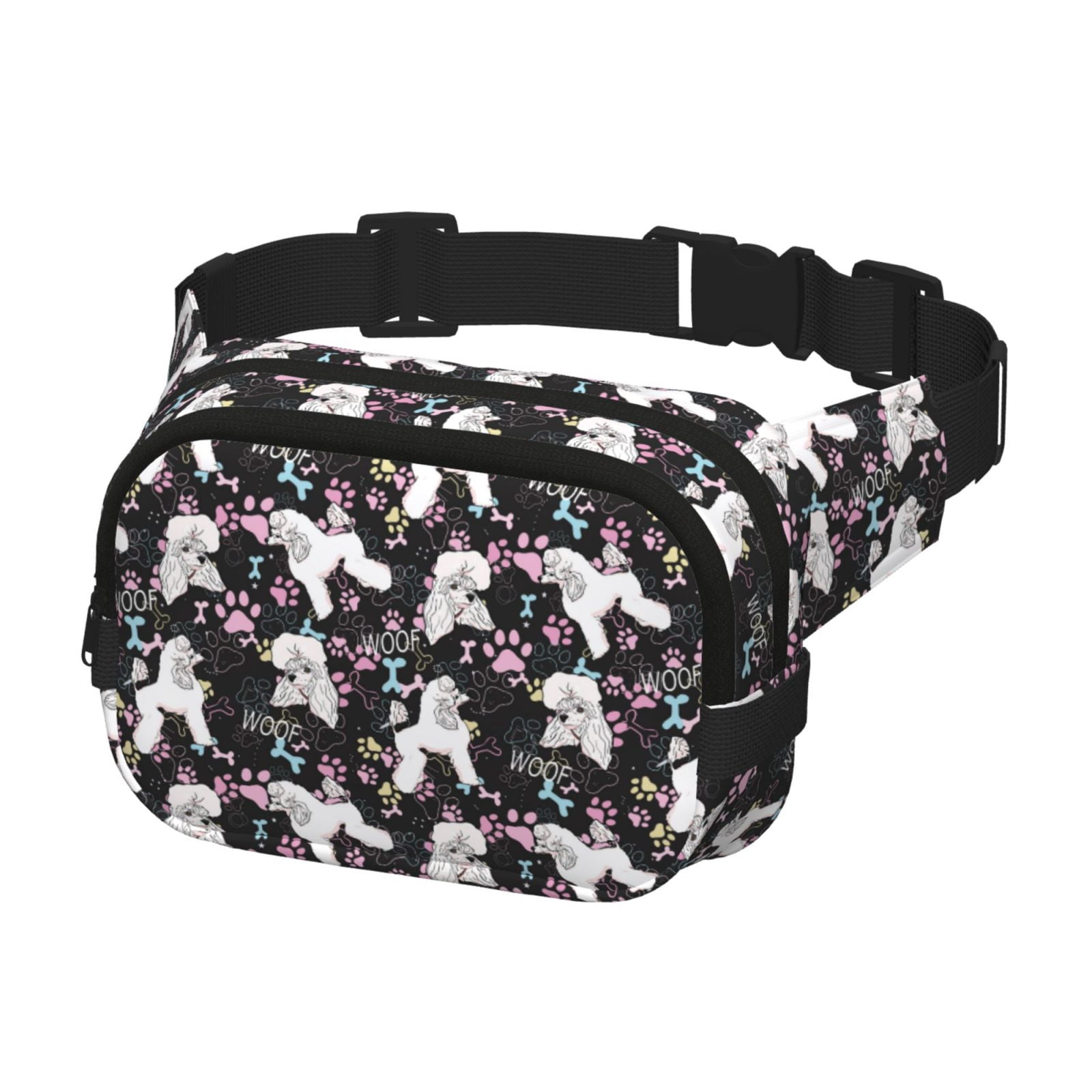 Hirioo Cute Poodle Dog for Double Layer Waist Bag Adjustable Fanny Pack For Travel Running Hiking