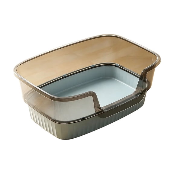 HWRETIE Semi Enclosed High Sided Cat Litter Box Splash Proof Open Top Design Spacious Cat Toilet for Cats Under 10 Pounds Easy Clean Indoor Litter Tray