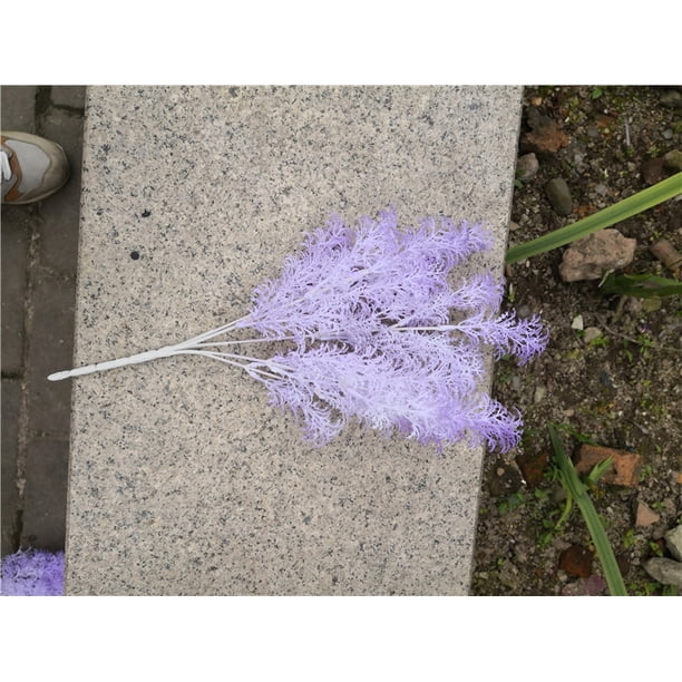 Nvzi Estimulación floral Rime Mist, cinco puntas, una rama, Mist, flores artificiales, decoración de fondo para salón de bodas, plantas artificiales, Thefogisbrightred, Light Purple