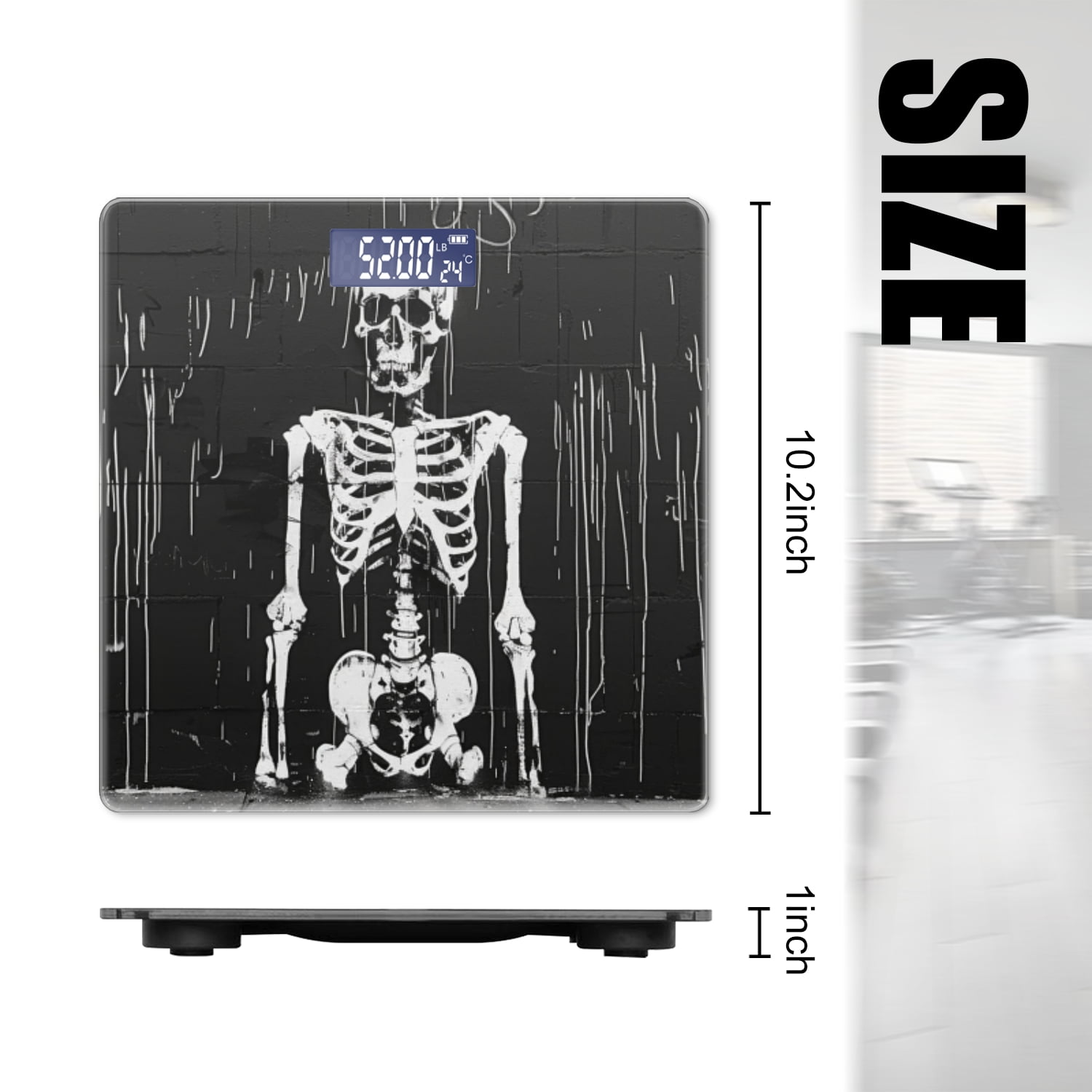Bathroom Scale, Highly Accurate Digital Body Scale,Precisely Measures Weight up to 400 lbs-Skeletal Figure In Street Art Style