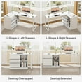 thumbnail image 5 of Tribesigns L-Shaped Computer Desk with Drawers and Shelves, Reversible White Corner Office Desk with Storage Cabinet, Modern Study Writing Table for Home Office, Bedroom, 5 of 5