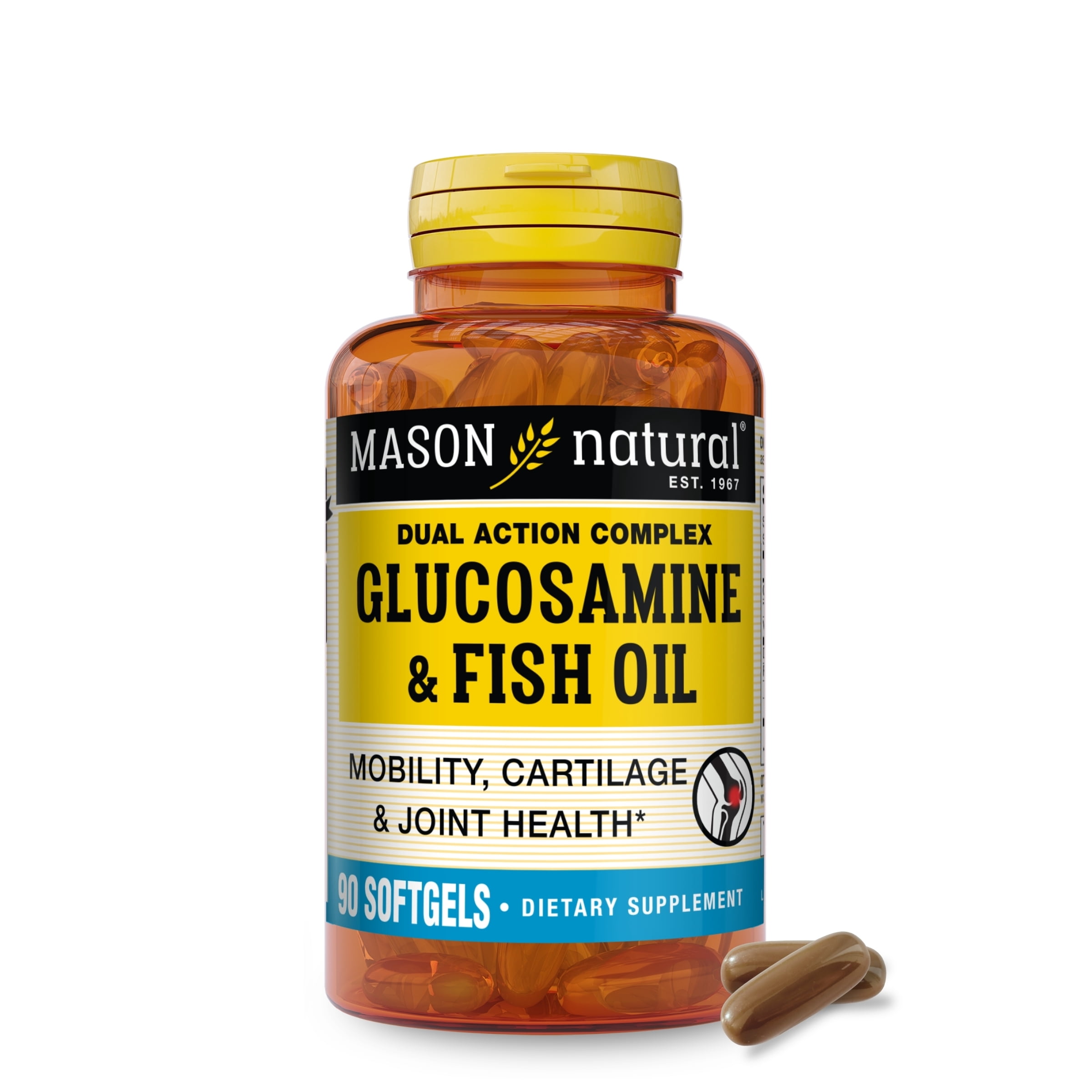 (5 pack) Mason Natural Glucosamine and Fish Oil Omega 3 Supports Joint, Muscle, Cardiovascular Health 90 Softgels