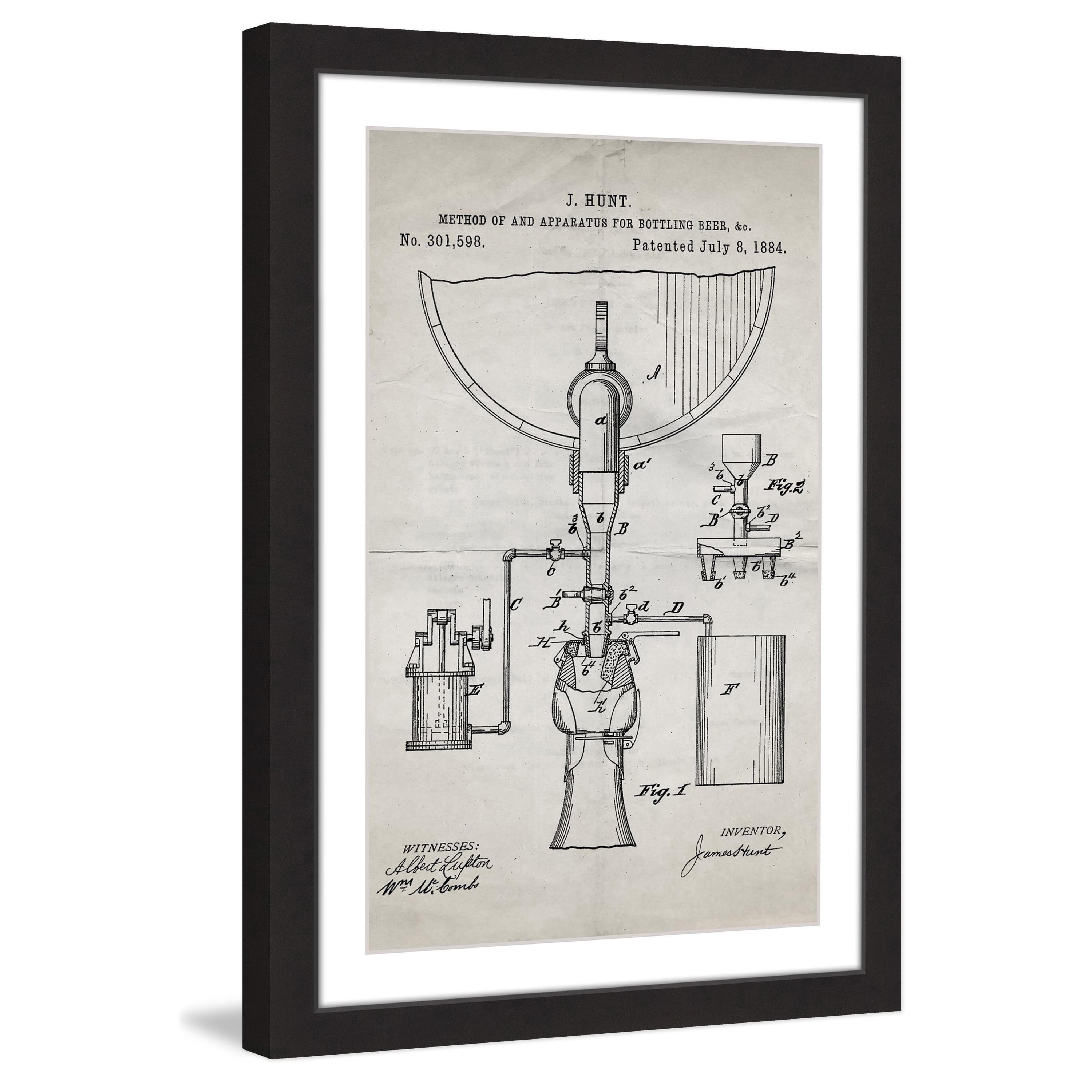 "Bottling Beer 1884 Old Paper" Framed Painting Art Print, 30" x 1.5"