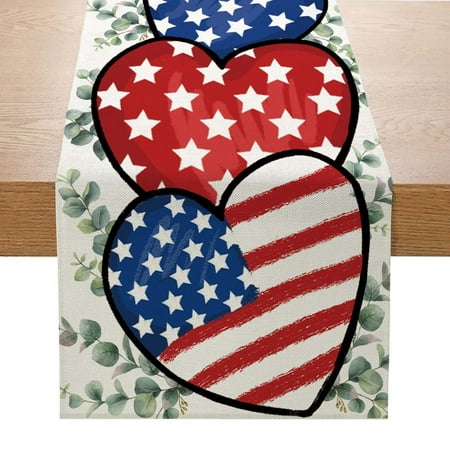 

RKSTN 4th of July Table Runner 4th of July Decorations Geely13x 72Inch American Love Table Flag Patriotic Indoor and Outdoor Dinner Anniversary Decoration Lightning Deals of Today on Clearance