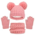 thumbnail image 3 of GYRATEDREAM Kids Winter Hat Gloves Scarf Set,Girls Toddler Children Hats Beanie with Knit Neck Warmer Gaiter Mittens Fleece Lined Set for 1-6Y Pink, 3 of 5