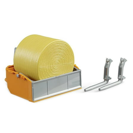 Bruder 1/16 Tractor Loading Box with Forks & Round Bale 02353