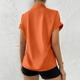 thumbnail image 4 of Womens Tops Dressy T Shirts Fashion Simple V Neck Solid Button Short Sleeve Tees,Orange,3XL, 4 of 6