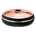 thumbnail image 2 of Tungsten Wedding Band Rose Gold Tungsten Ring Men & Women Black Tungsten Ring Offset Groove 6mm Comfort Fit, 2 of 3