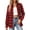 Black and red checkered, variant on Plus Size Plaid Shirts for Women Roll Up Long Sleeve Casual Button Down Blouses Tops with Pockets