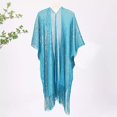 thumbnail image 4 of tasrioml Women Cardigan Shawl Open Front Shiny Sun Protection Jacket with Tassel Hem Outdoor Activities Sun Protection Cardigan, 4 of 8
