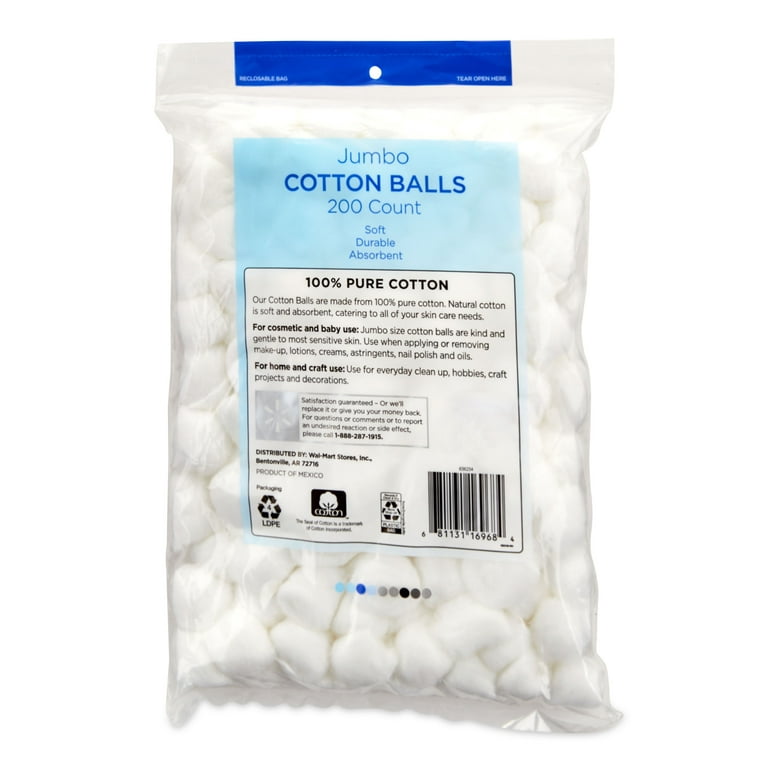 Equate Beauty Jumbo Cotton Balls, 200 Count 