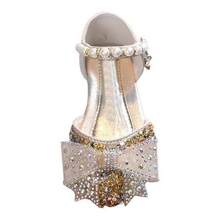

CAICJ98 Dress Shoes for Girls Flower toddler girl Princess Shoes Glitter Mary Jane Low Heels Sandals for Party Wedding Gold 12.5(Toddler/Little Kid/Big Kid)