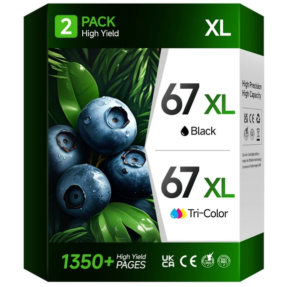 67 Ink Cartridge Compatible for HP 67 67xl Ink Cartridges for Deskjet 2742e 2752e 2755e (Black, Tri-Color)