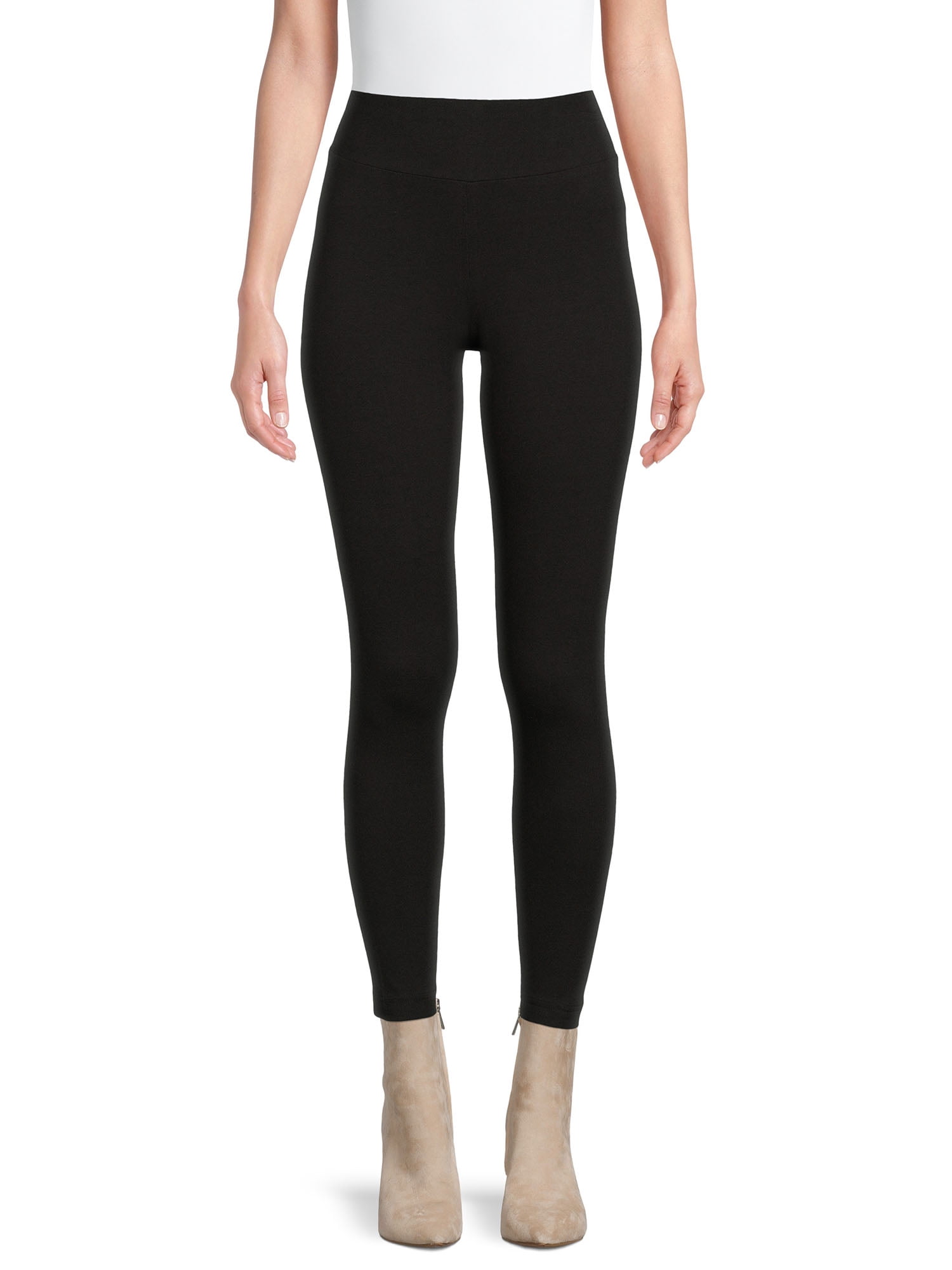 Time And Tru Women's High Rise Ankle Knit Leggings, 27" Inseam, Available in 2-Pack