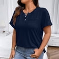thumbnail image 4 of Uootdi Women's Henley Tops Short Sleeve Button Placket Blouses Casual Daily Style Soft Breathable Relaxed Fit Tees Gift, 4 of 7