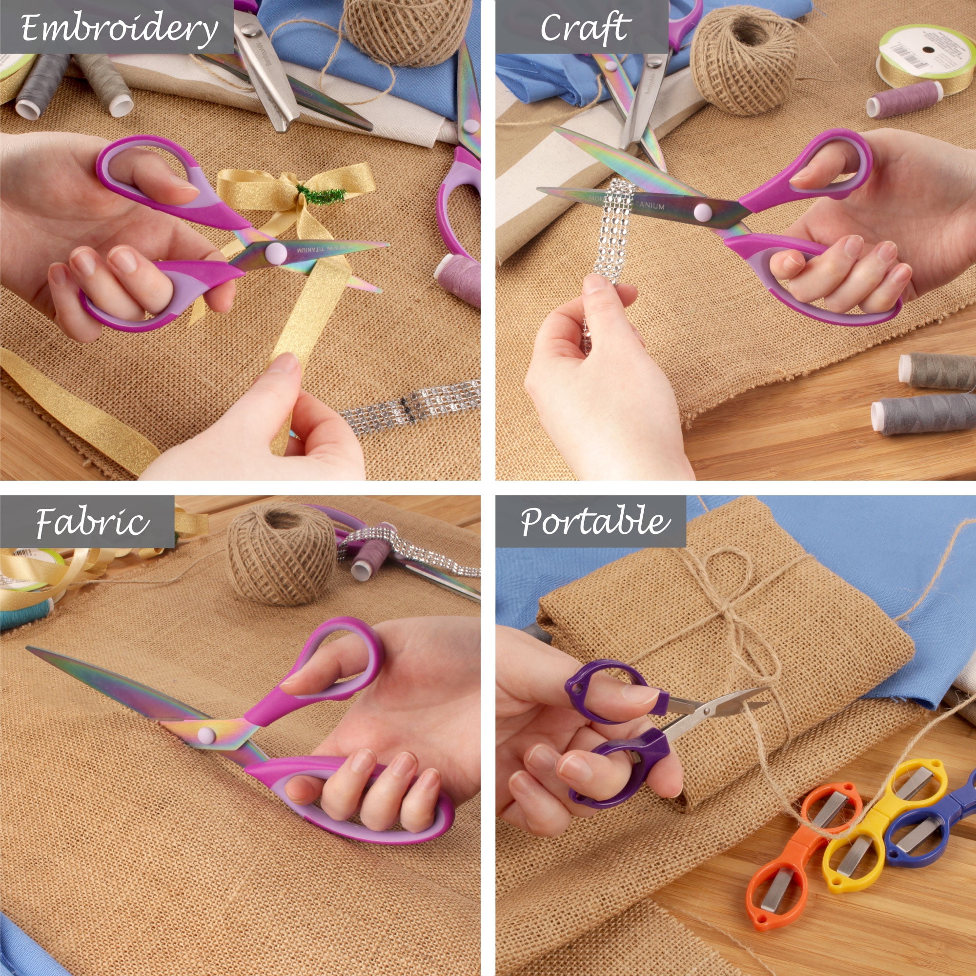 BambooMN Titanium Softgrip Set & Folding Scissors - Purple - 1 Set