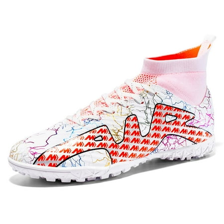 

Soccer Cleats Mens Professional High-top Soccer Shoes Breathable Football Boots Boys Anti-Slip Outdoor Indoor Turf Training Athletic Sneaker
