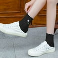 thumbnail image 5 of Women's Ruffle Frilly Rib Knit Crew Socks Floral Embroidery Scalloped Pointelle Casual Ankle Socks 5 Pairs, 5 of 7