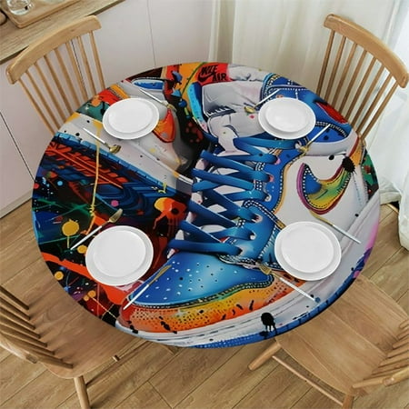 

Autua Graffiti Art Round Table Cover Stain Resistant Washable for Indoor Outdoor Kitchen Dining Wedding Parties Waterproof 100% Polyester Fiber 42 -46