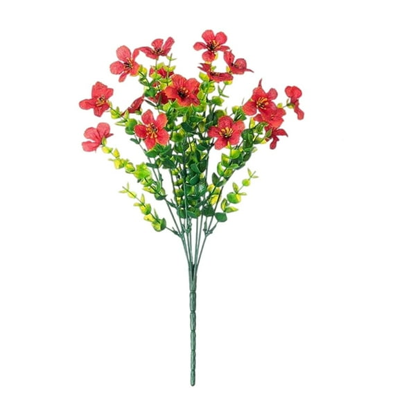 Fleurs Artificielles pour Extérieur, 10 Bouquets de Fleurs Artificielles pour Décoration Extérieure – Plantes Fausses Résistantes aux UV pour Patio, Porche, Cour et Jardin (Rouge)