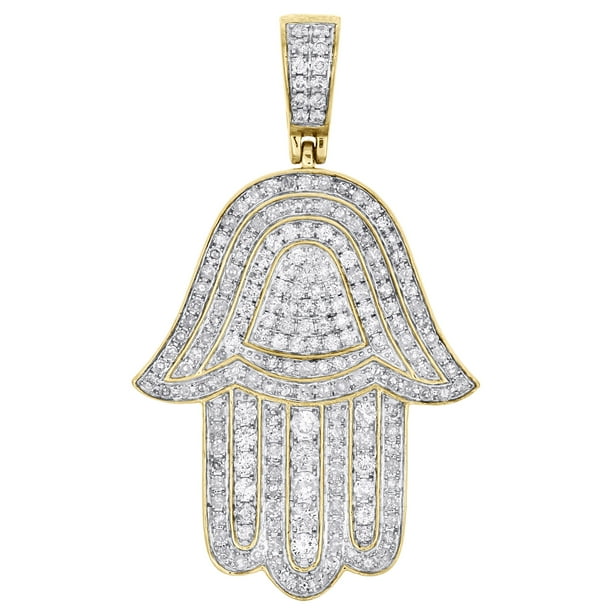 JFL Diamonds & Timepieces 10K Yellow Gold Real Diamond Hamsa Hand