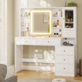 thumbnail image 7 of Amuzer Vanity Table with Drawers and Lighted Mirror, Makeup Desk with Storage and Charging Station, White, 7 of 7