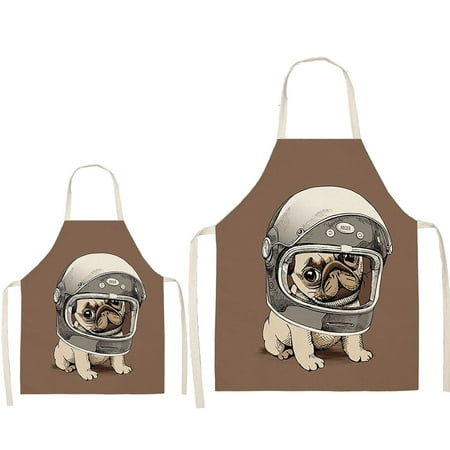 

PEONAVET Apron Kitchen Accessories DOG PUG Printed Cotton Linen Sleeveless Apron Kitchen