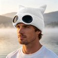 thumbnail image 2 of EliteGoogv Unisex Knit Beanie Lined Cat Ear Hat with Goggle Accent Warm Skull Cap, 2 of 4