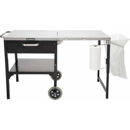 Cuisinart Prep ‘n Cook Outdoor Table and Grill Stand, Stainless Steel Folding Table with Wheels, 48” x 24” Prep Station for Home BBQ, Tailgates, Cookouts