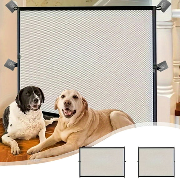 XiYing Retractable Pet Gate, Folding Barrier for Indoor Use, Nylon Mesh, 43.31X28.35In Or 70.87X28.35In, 2-Pack