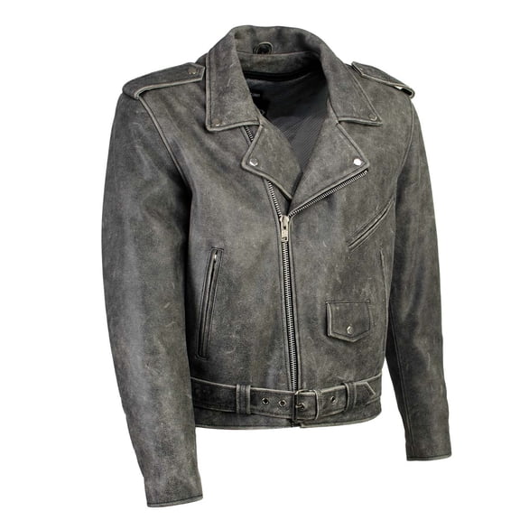 Milwaukee Leather LKM17001 Men's Classic Distressed Gray Motorcycle Leather Riders Jacket Small