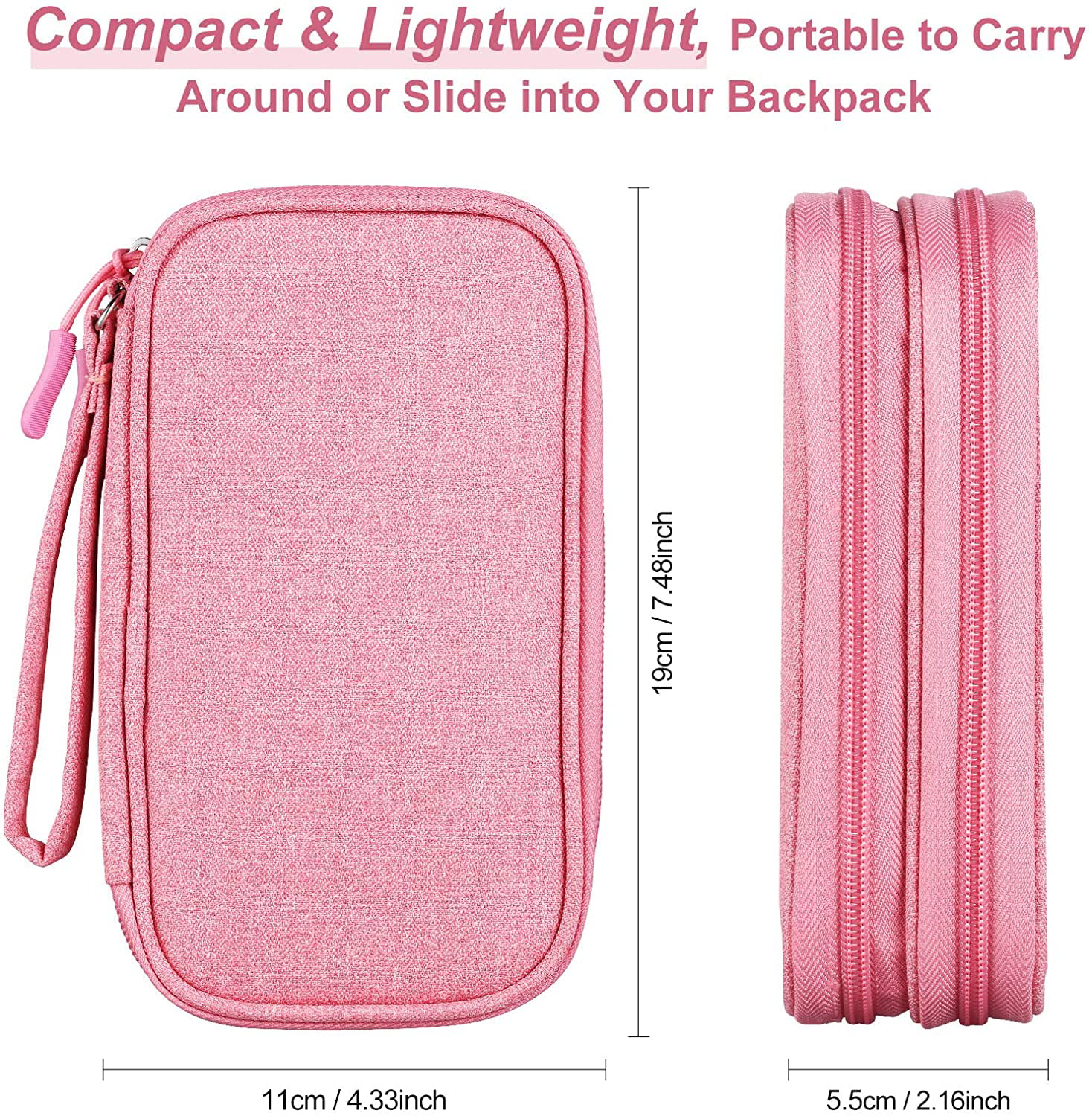 DDgro Travel Accessories for Women, Electronics Organizer Pouch Bag for  Tech Accessory & Airplane Essentials (Medium, Pink)