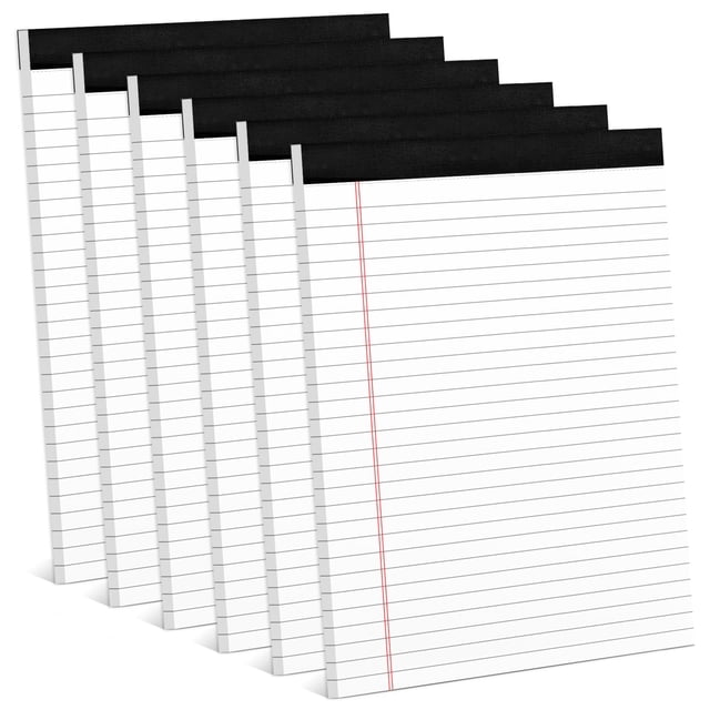 Libretas legales Aidunmis, 8,5 x 11, 30 hojas de ancho, rayadas, paquete de 6