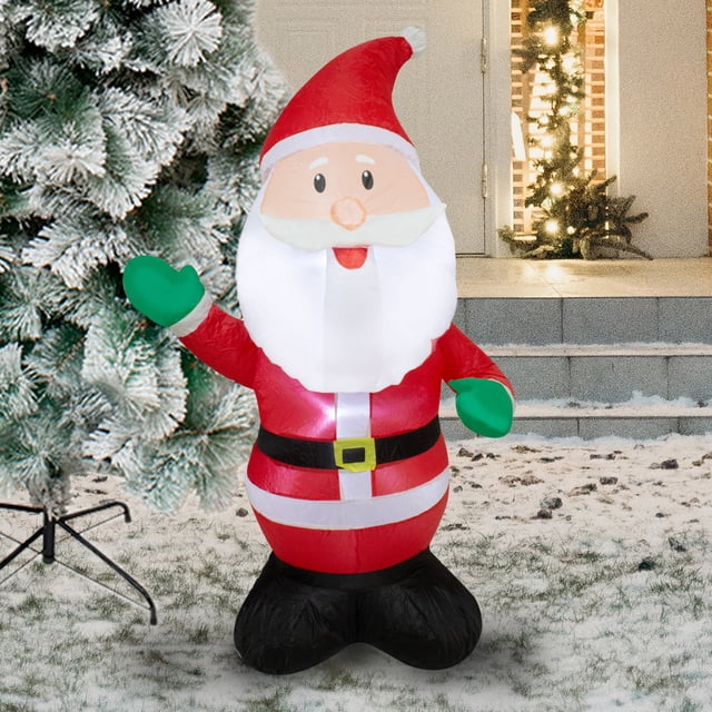 Inflable Navideño La Merced Santa Claus Regordete Clásico Simpático Poliéster Pu Alta Resistencia Iluminación Led