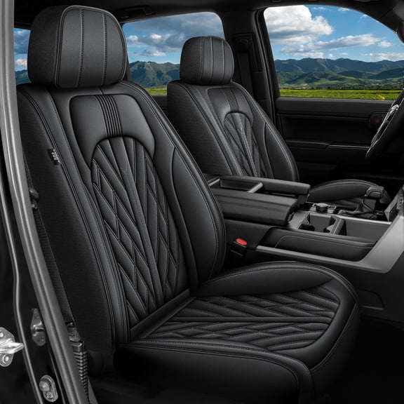 LAONNVIR Seat Covers Full Set Fit for 2022-2026 Toyota Tundra Crewmax Double Cab Custom Car Seat Covers Breathable Leather Seat Covers for Trucks