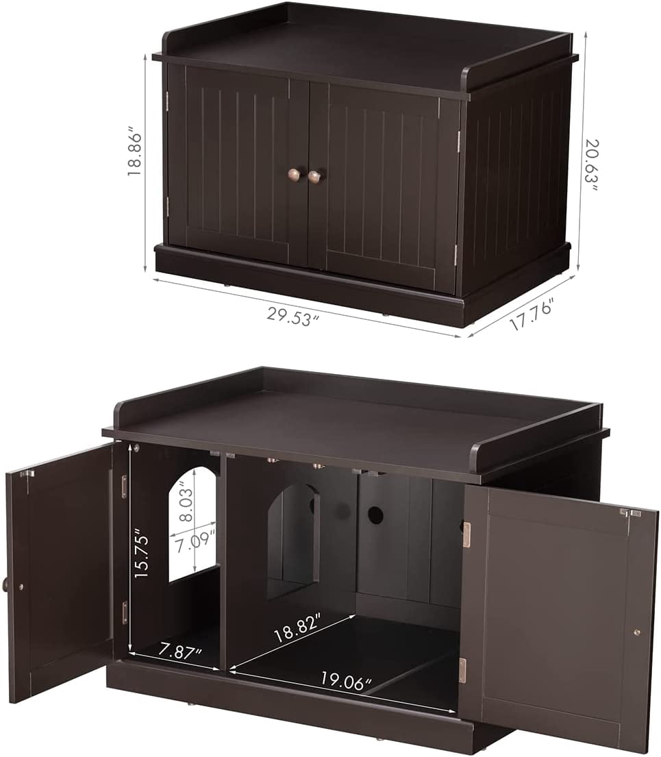 PAWLAND Lager Cat Washroom Storage Bench,cat Litter Box Enclosures -Espresso