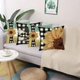 thumbnail image 3 of Sunshine Smile Sunflower Bee Pillow Covers Spring Yellow Bumble Bee Honey Farmhouse Decorative Throw Pillow Cover 16x16 Inch Summer Black and White Buffalo Plaid Cushion Case Set of 4, 3 of 6