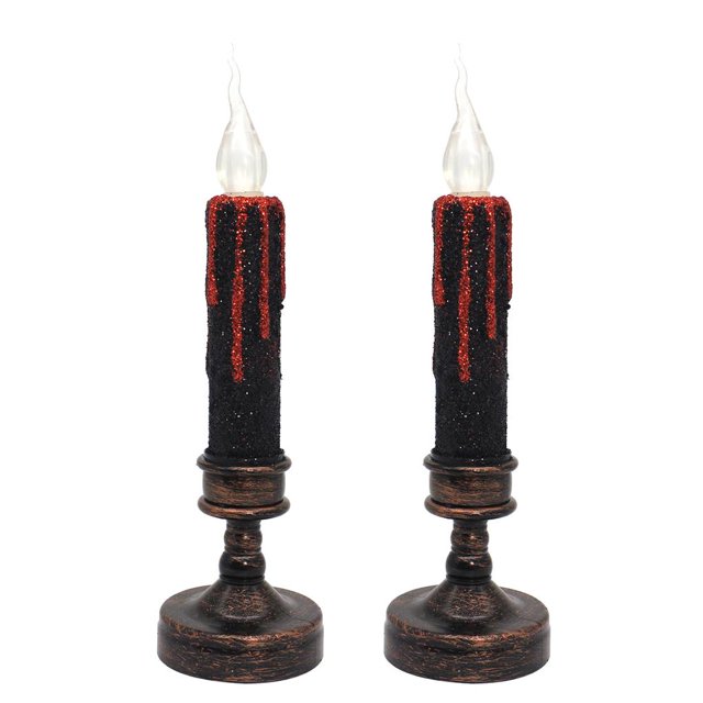 Naiovety 2 uds luces de velas de Halloween lámparas de velas sin llama barra decoración de velas quemador amarillo Flash LED luz de ornamento para Iluminación y accesorios Naiovety HA015755-00