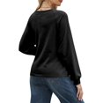 thumbnail image 3 of Sudadera con Nudo en la Cintura para Mujer, Raglán Larga, Cuello Redondo, Elegante, para Hacer Ejercicio, para Otoño Negro XL, 3 of 7