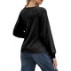 thumbnail image 3 of Sudadera con Nudo en la Cintura para Mujer, Raglán Larga, Cuello Redondo, Elegante, para Hacer Ejercicio, para Otoño Negro XL, 3 of 7