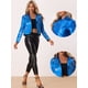 thumbnail image 2 of Chaqueta metalizada estilo motorista Allegra K Azul M, 2 of 5