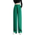 thumbnail image 2 of Dyfzdhu Wide Leg Pants for Women Elastic High Waisted Straight Suit Pants Loose Dress Pants With Pockets Green, 2 of 4