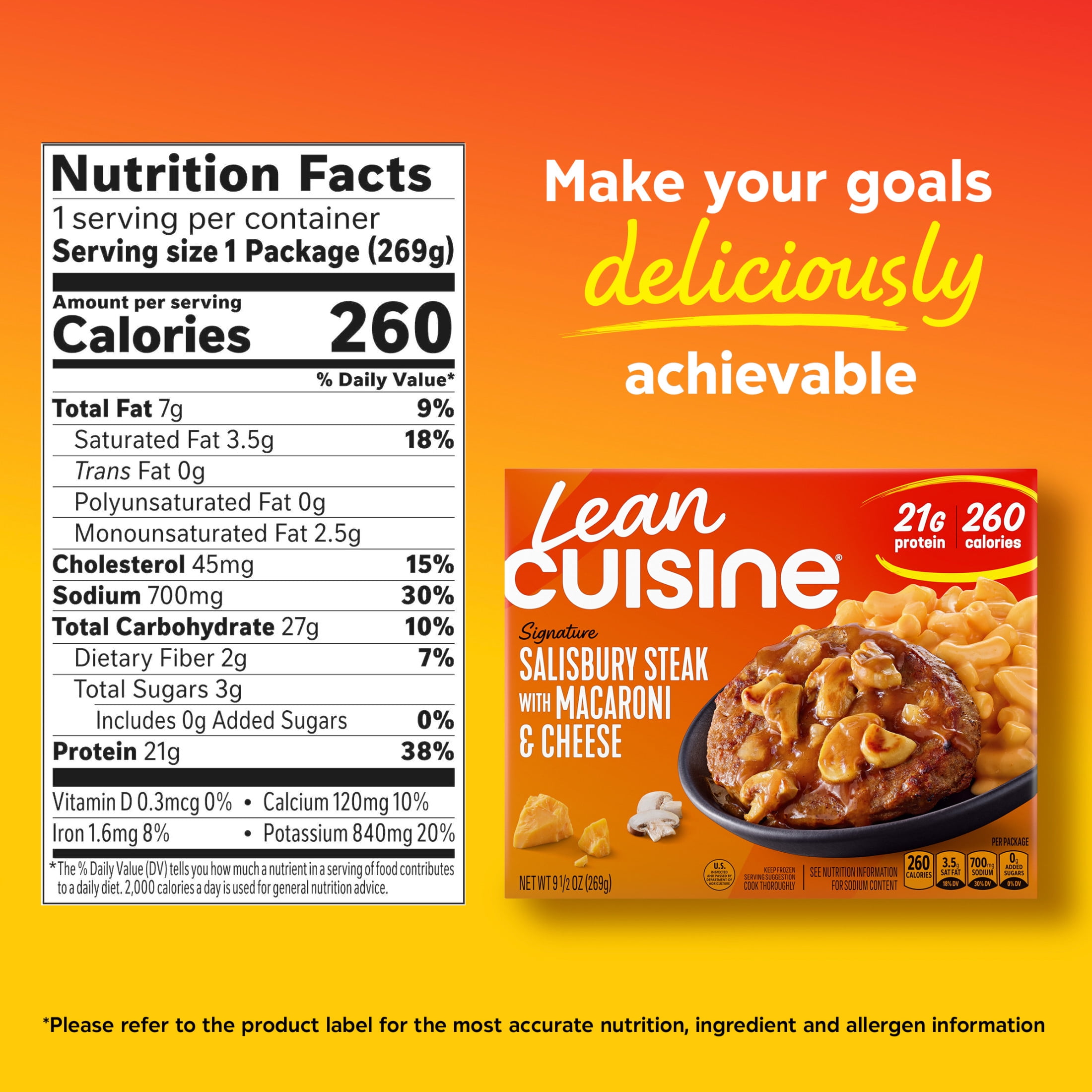Lean Cuisine Salisbury Steak & Macaroni and Cheese, Frozen Meal, 9.5 oz