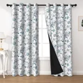thumbnail image 3 of Lfeey Blue Floral Blackout Curtains for Bedroom, Thermal Insulated Grommet Window Drapes, Bird and Flower, 42x63 inch, 2 Panels, 3 of 7