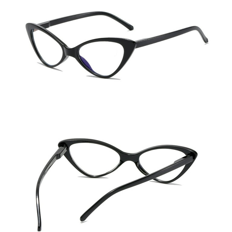 Triangle Cat's Eye Black Frame Glasses High Definition Vision Clear Color  for Friend Family Neighbors Gift Bright Black Frame 