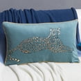 thumbnail image 5 of JWH Foil Printed Leopard Throw Pillow Covers in Blue Cotton Velvet 12x20inch for Room Bedding Couch Decor, 5 of 10